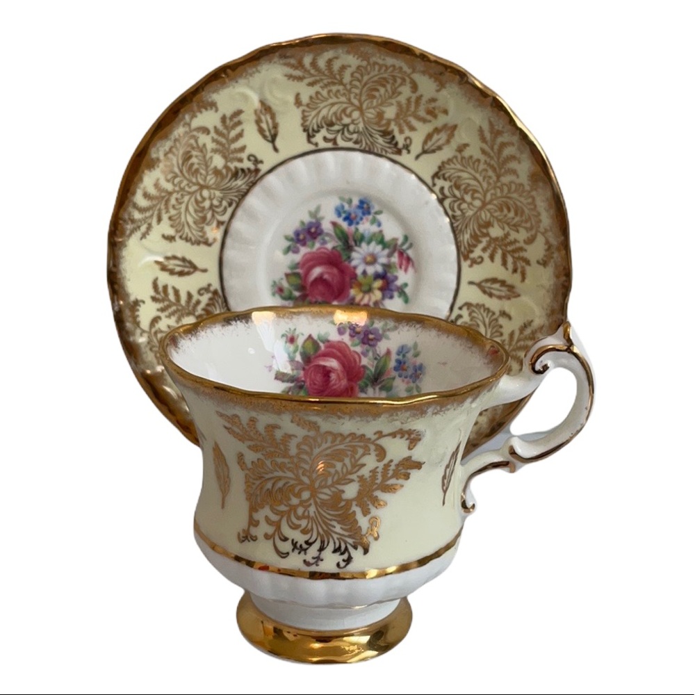 Vintage Paragon Bone China Footed Tea Cup & Saucer Floral